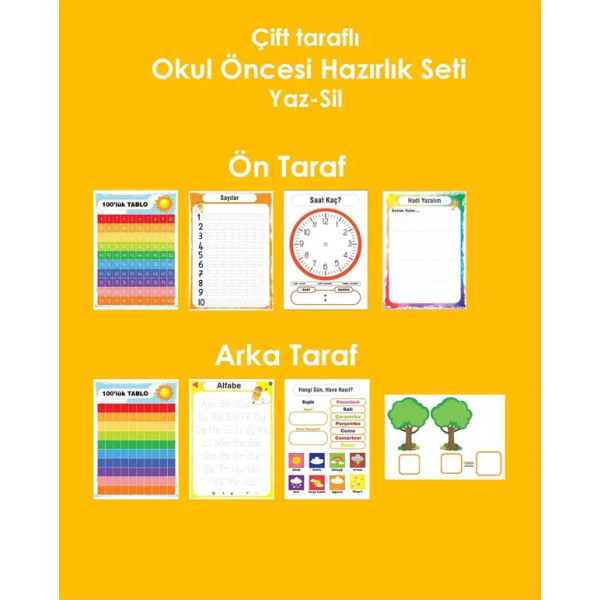Okul öncesi Hazırlık Seti | Yaz-Sil Yüzeyli | Pvc Kaplı