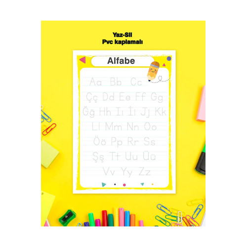 Çocuk Eğitim Alfabe Yaz-Sil Pvc Kaplamalı Poster