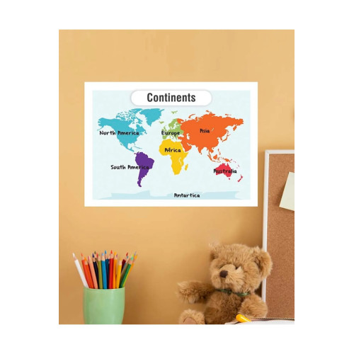 Continents-Kıtalar Ingilizce Çocuk Eğitim Tekli Pvc Poster