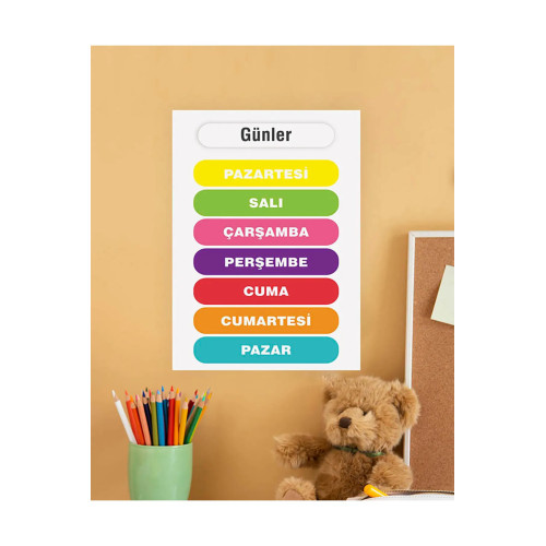 Günler Çocuk Türkçe Eğitim Tekli Pvc Poster