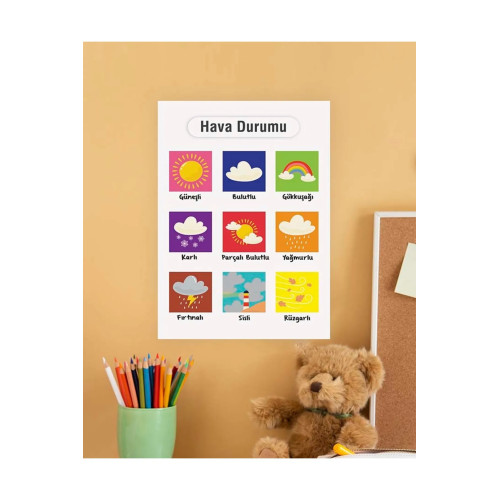 Hava Durumu Çocuk Türkçe Eğitim Tekli Pvc Poster