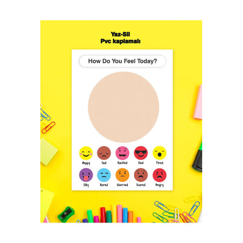 How Do You Feel Çocuk Ingilizce Yaz-sil Pvc Kaplamalı Tekli Poster