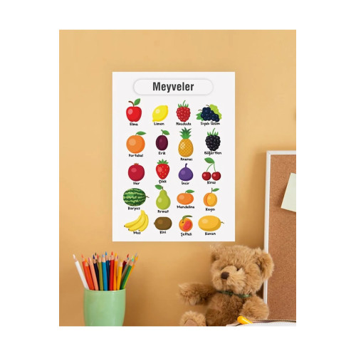 Meyveler Çocuk Türkçe Eğitim Tekli Pvc Poster