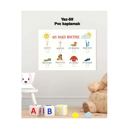 İngilizce Preschool Planner Okul Öncesi Planlayıcı Yaz-sil Pvc